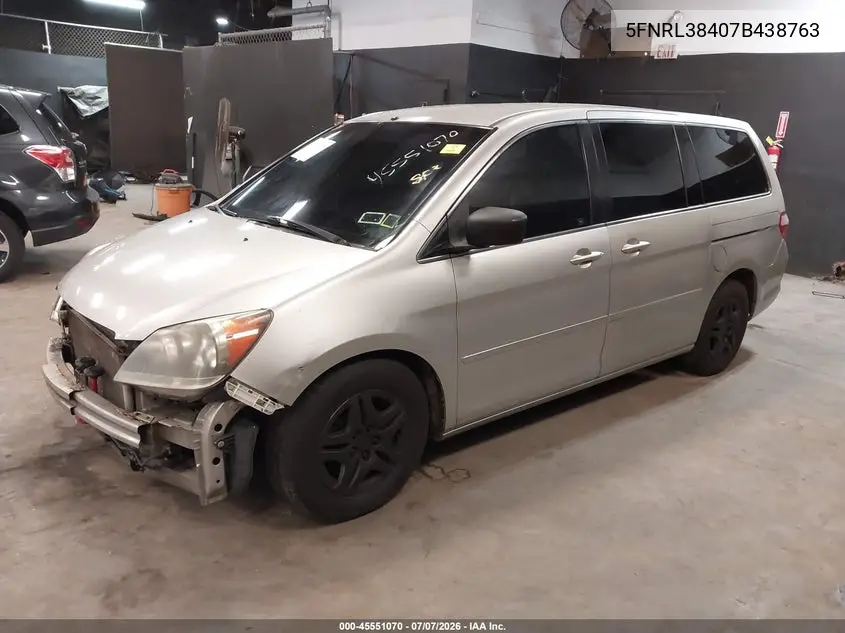 2007 Honda Odyssey Ex VIN: 5FNRL38407B438763 Lot: 45551070