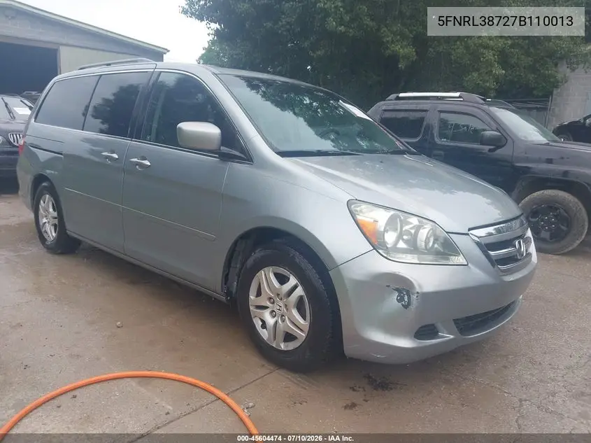 2007 Honda Odyssey Ex-L VIN: 5FNRL38727B110013 Lot: 45604474
