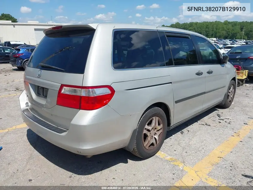 2007 Honda Odyssey Lx VIN: 5FNRL38207B129910 Lot: 45646514