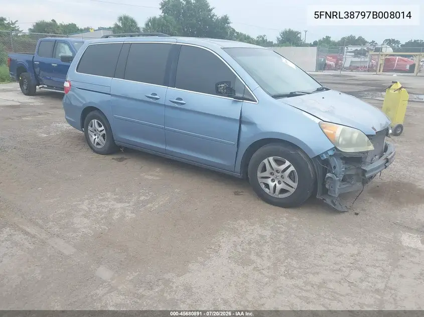 2007 Honda Odyssey Ex-L VIN: 5FNRL38797B008014 Lot: 45680891
