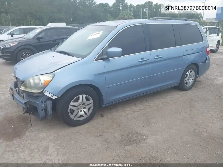 2007 Honda Odyssey Ex-L VIN: 5FNRL38797B008014 Lot: 45680891
