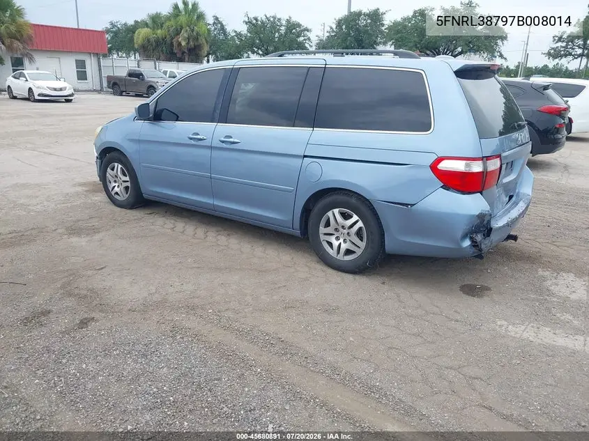 2007 Honda Odyssey Ex-L VIN: 5FNRL38797B008014 Lot: 45680891