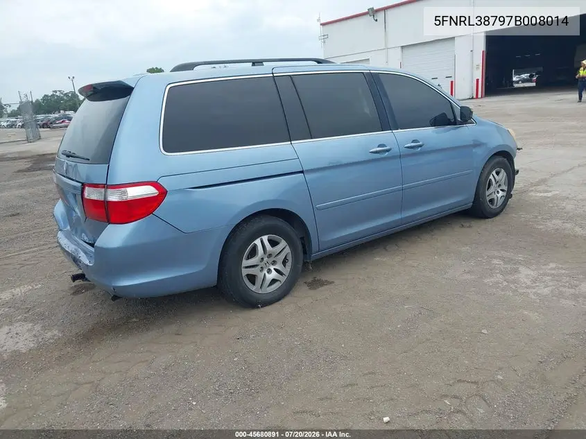 2007 Honda Odyssey Ex-L VIN: 5FNRL38797B008014 Lot: 45680891