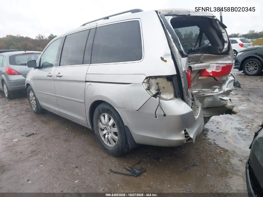 5FNRL38458B020345 2008 Honda Odyssey Ex