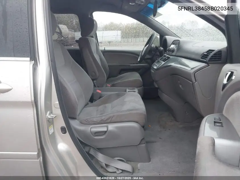 5FNRL38458B020345 2008 Honda Odyssey Ex