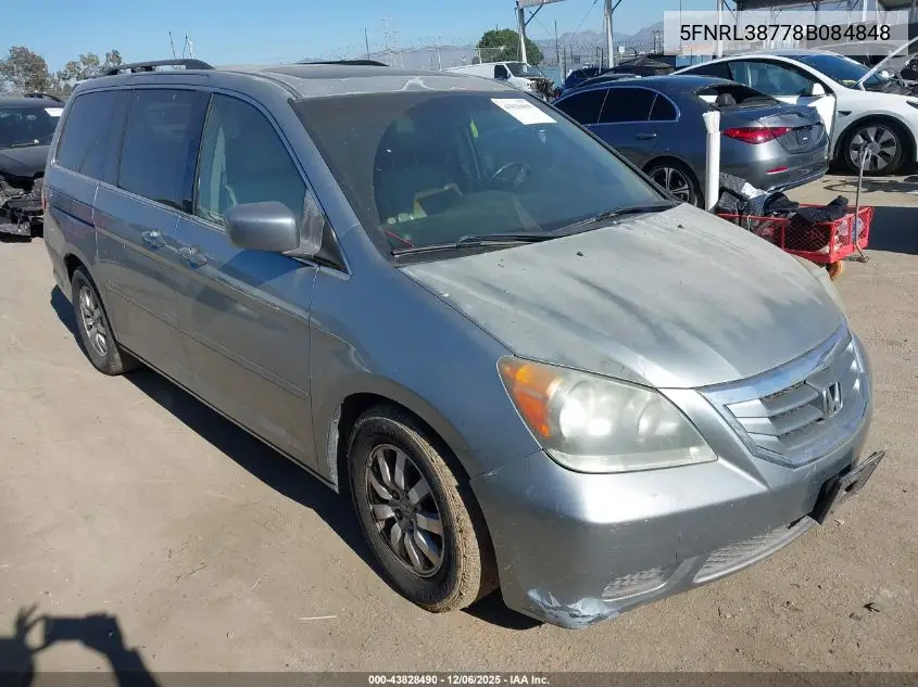 5FNRL38778B084848 2008 Honda Odyssey Ex-L