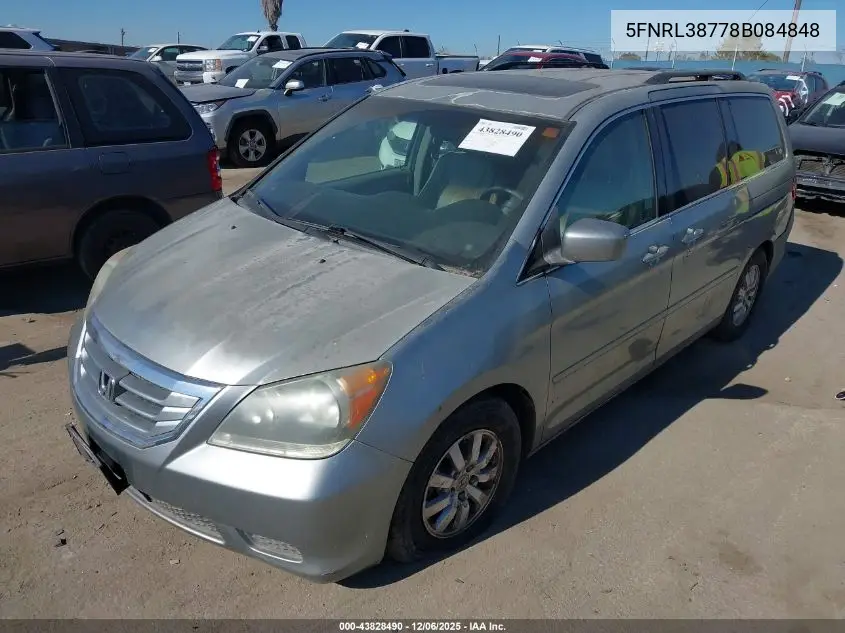 5FNRL38778B084848 2008 Honda Odyssey Ex-L