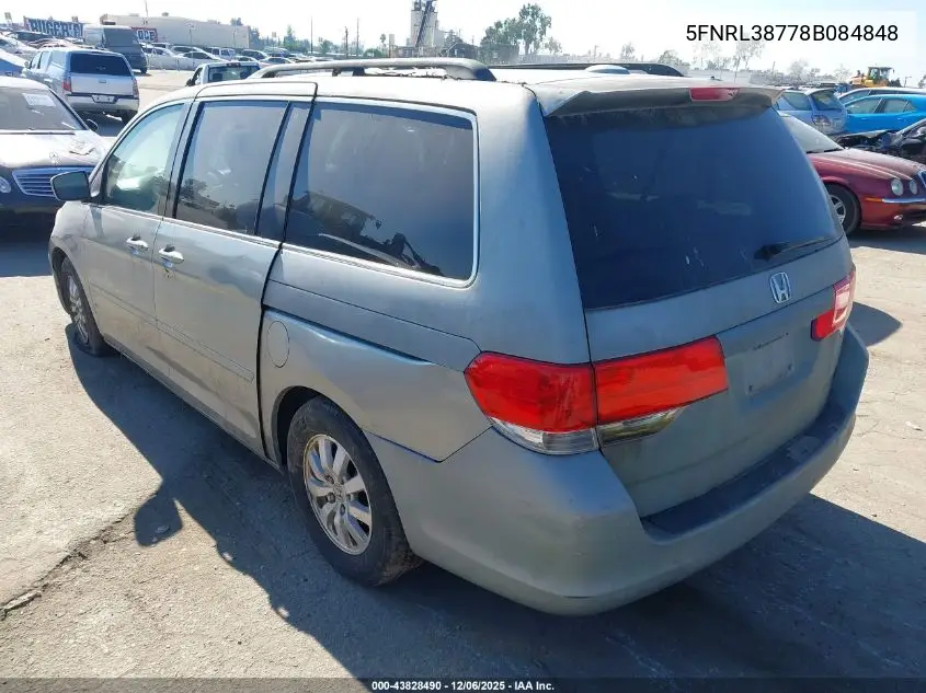 5FNRL38778B084848 2008 Honda Odyssey Ex-L
