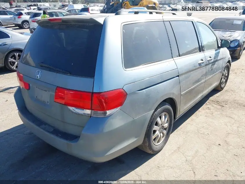 5FNRL38778B084848 2008 Honda Odyssey Ex-L