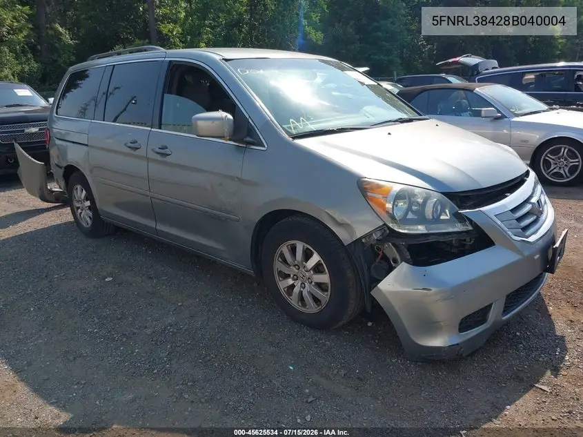 2008 Honda Odyssey Ex VIN: 5FNRL38428B040004 Lot: 45625534