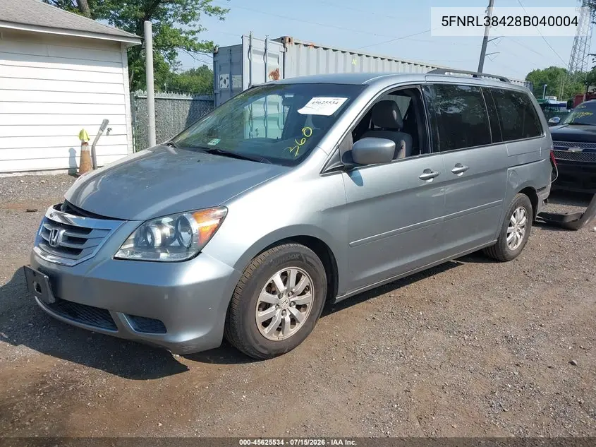 2008 Honda Odyssey Ex VIN: 5FNRL38428B040004 Lot: 45625534