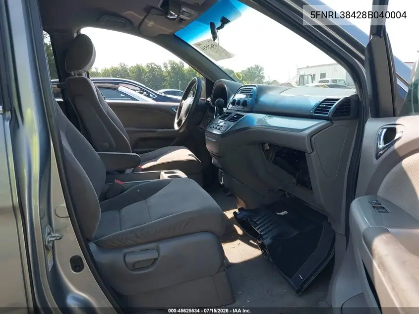 2008 Honda Odyssey Ex VIN: 5FNRL38428B040004 Lot: 45625534
