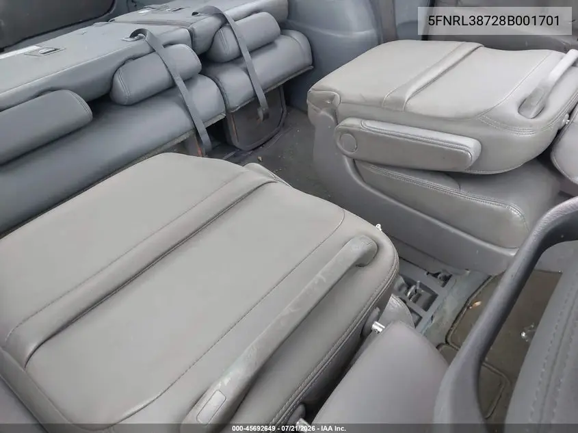 2008 Honda Odyssey Ex-L VIN: 5FNRL38728B001701 Lot: 45692649