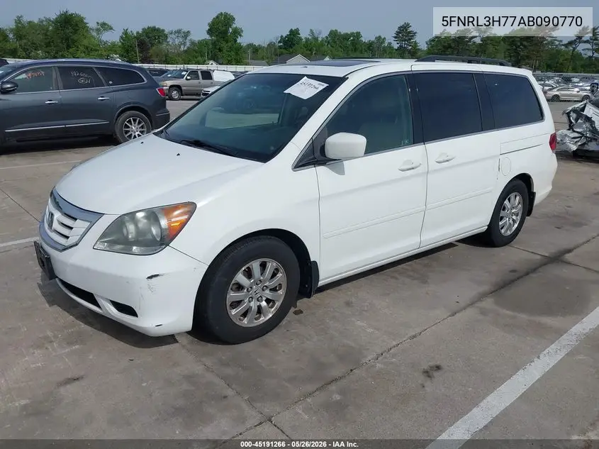 2010 Honda Odyssey Ex-L VIN: 5FNRL3H77AB090770 Lot: 45191266