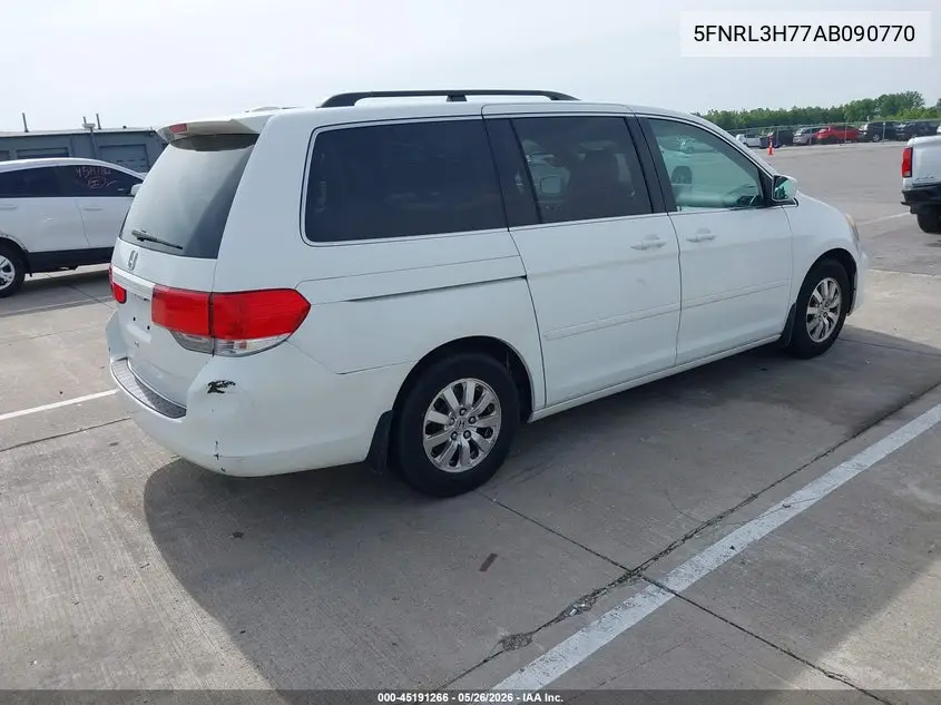2010 Honda Odyssey Ex-L VIN: 5FNRL3H77AB090770 Lot: 45191266