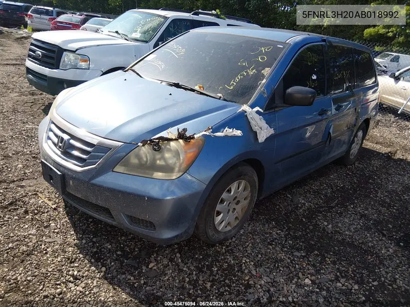 2010 Honda Odyssey Lx VIN: 5FNRL3H20AB018992 Lot: 45475094