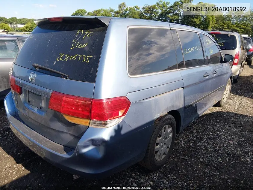 2010 Honda Odyssey Lx VIN: 5FNRL3H20AB018992 Lot: 45475094