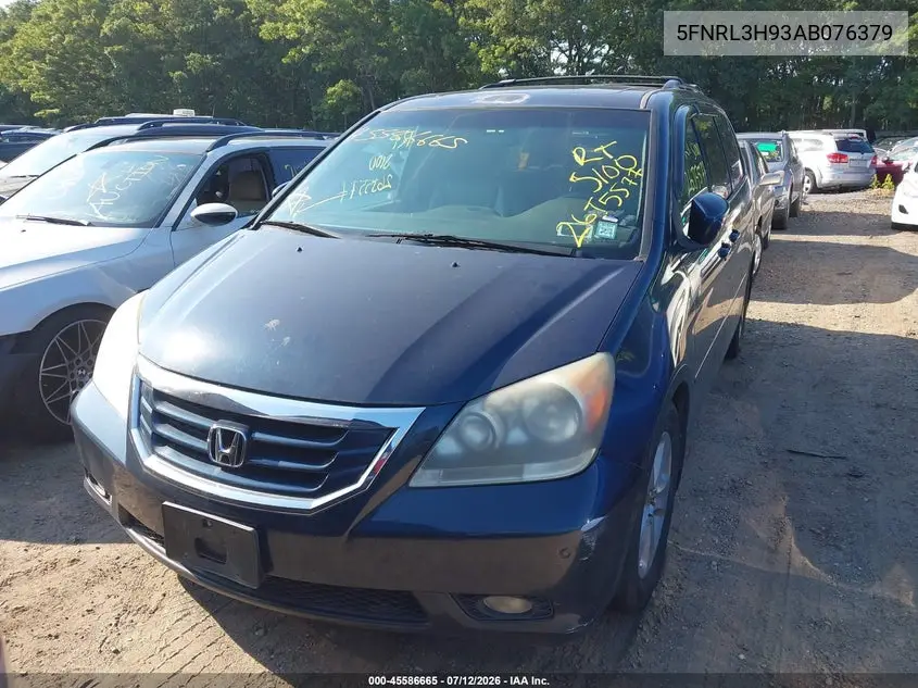 2010 Honda Odyssey Touring VIN: 5FNRL3H93AB076379 Lot: 45586665
