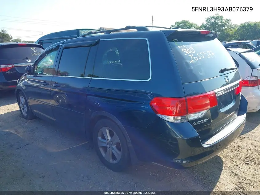 2010 Honda Odyssey Touring VIN: 5FNRL3H93AB076379 Lot: 45586665
