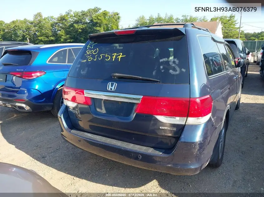 2010 Honda Odyssey Touring VIN: 5FNRL3H93AB076379 Lot: 45586665