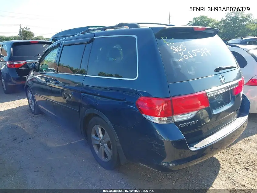 2010 Honda Odyssey Touring VIN: 5FNRL3H93AB076379 Lot: 45586665