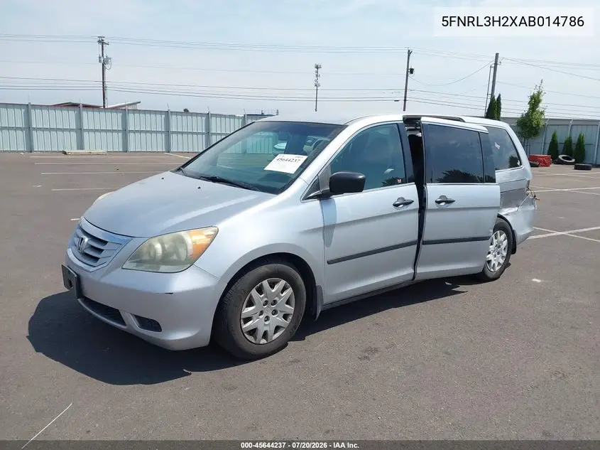 2010 Honda Odyssey Lx VIN: 5FNRL3H2XAB014786 Lot: 45644237