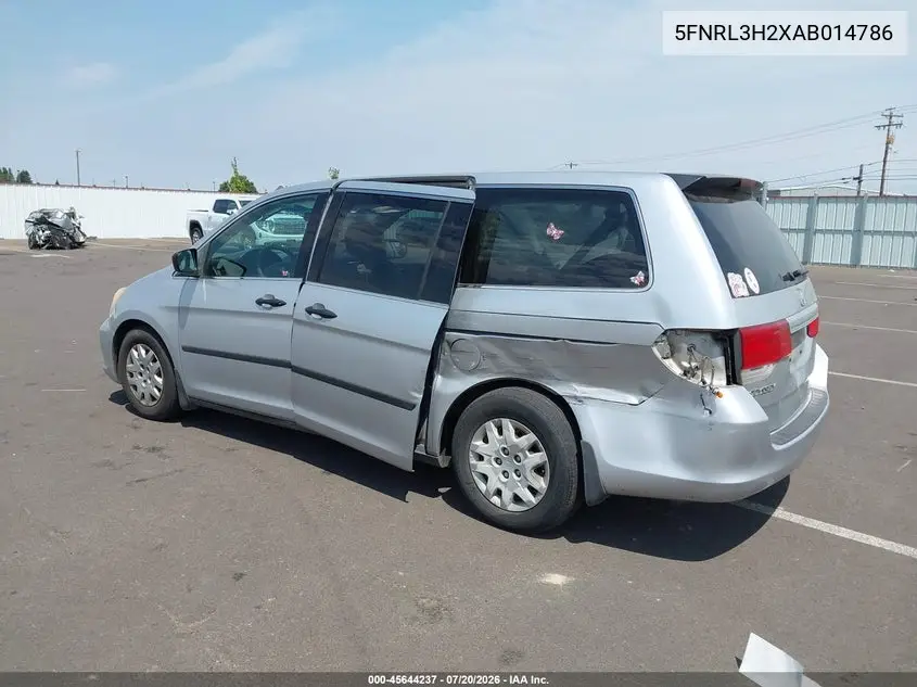 2010 Honda Odyssey Lx VIN: 5FNRL3H2XAB014786 Lot: 45644237