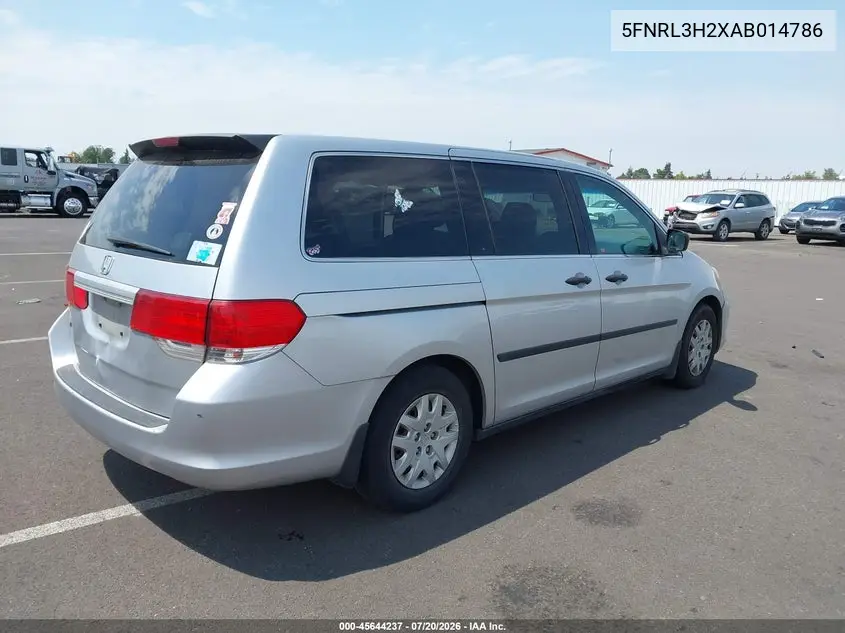 2010 Honda Odyssey Lx VIN: 5FNRL3H2XAB014786 Lot: 45644237
