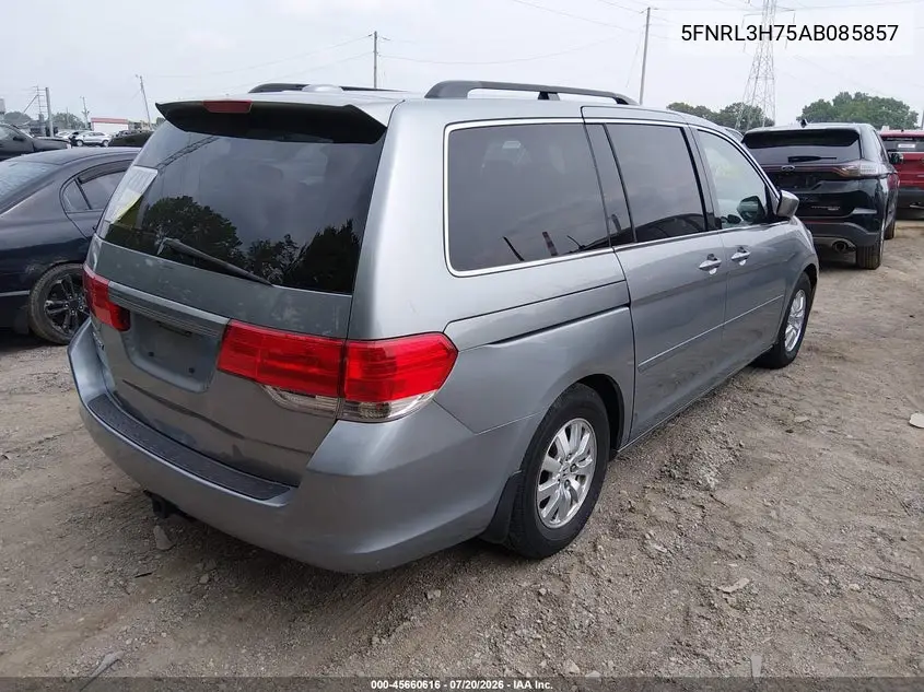 2010 Honda Odyssey Ex-L VIN: 5FNRL3H75AB085857 Lot: 45660616
