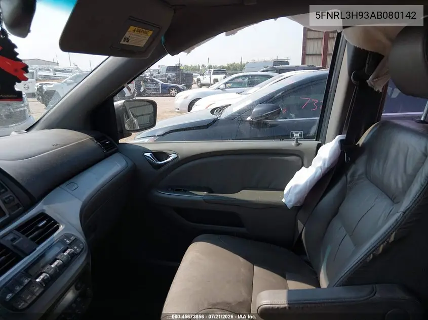 2010 Honda Odyssey Touring VIN: 5FNRL3H93AB080142 Lot: 45673856