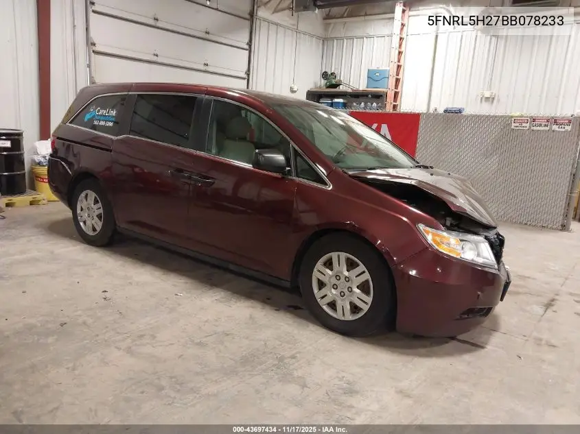 5FNRL5H27BB078233 2011 Honda Odyssey Lx