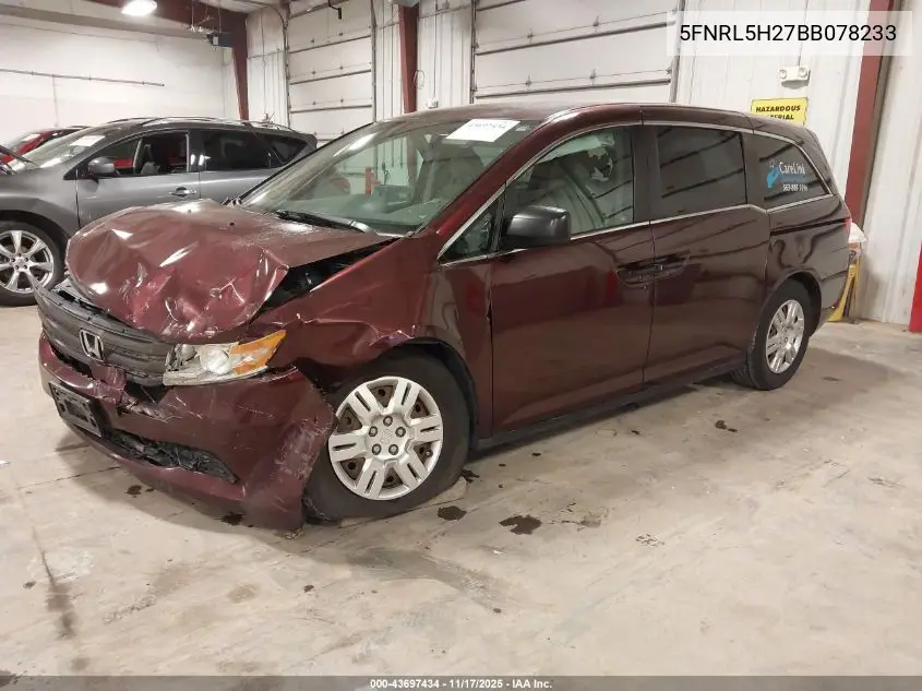 5FNRL5H27BB078233 2011 Honda Odyssey Lx