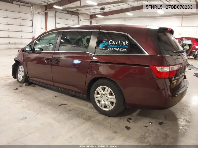 5FNRL5H27BB078233 2011 Honda Odyssey Lx