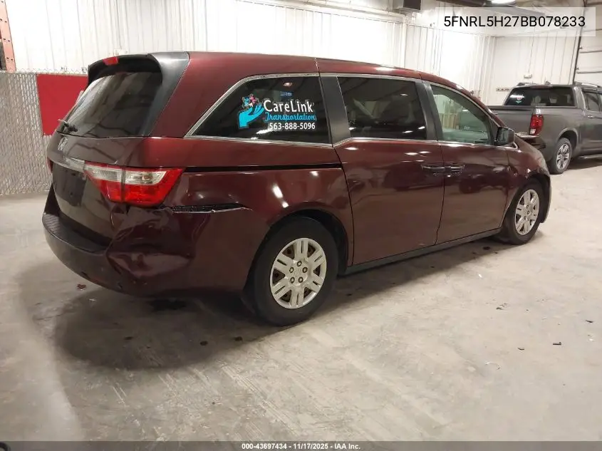5FNRL5H27BB078233 2011 Honda Odyssey Lx