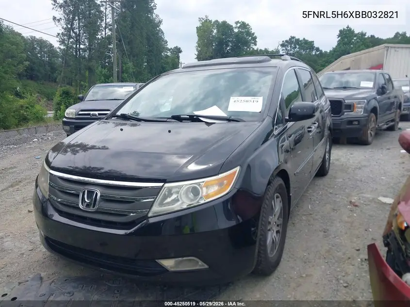 2011 Honda Odyssey Ex-L VIN: 5FNRL5H6XBB032821 Lot: 45250519