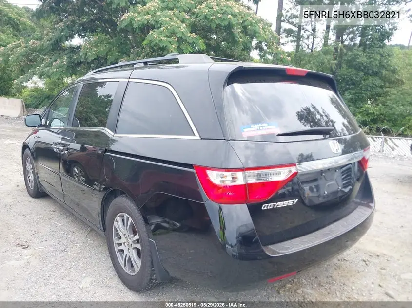 2011 Honda Odyssey Ex-L VIN: 5FNRL5H6XBB032821 Lot: 45250519