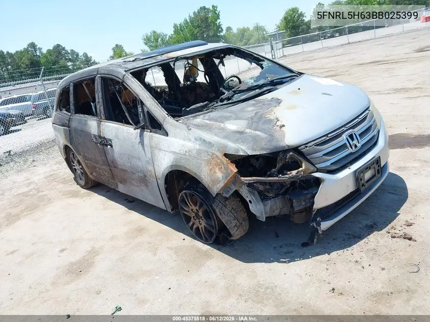 2011 Honda Odyssey Ex-L VIN: 5FNRL5H63BB025399 Lot: 45375518