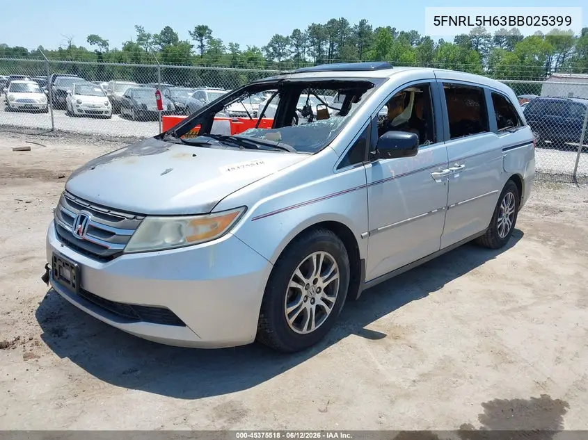 2011 Honda Odyssey Ex-L VIN: 5FNRL5H63BB025399 Lot: 45375518