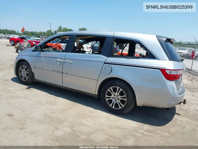 2011 Honda Odyssey Ex-L VIN: 5FNRL5H63BB025399 Lot: 45375518