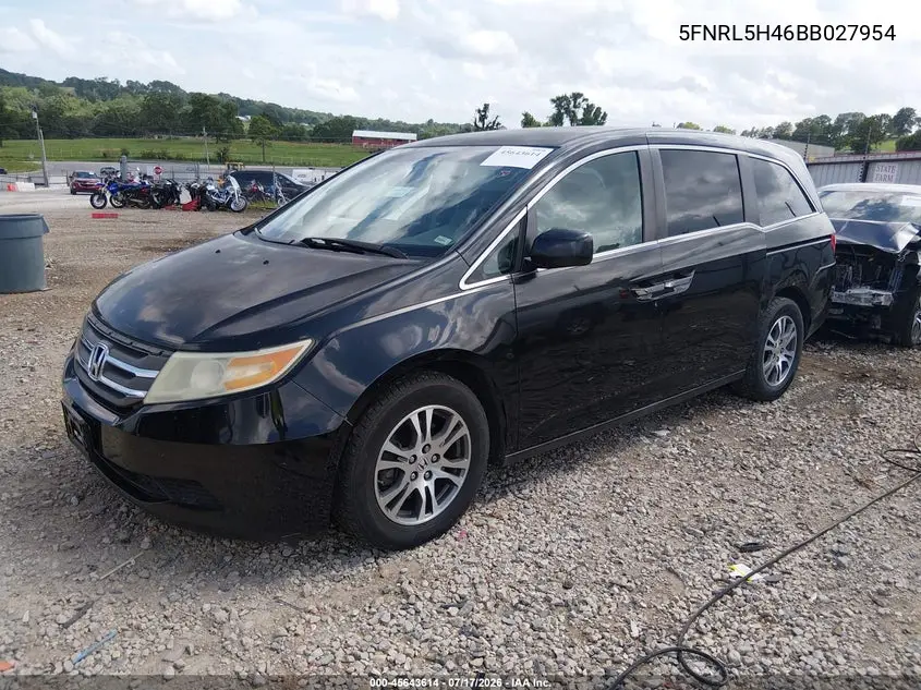 2011 Honda Odyssey Ex VIN: 5FNRL5H46BB027954 Lot: 45643614