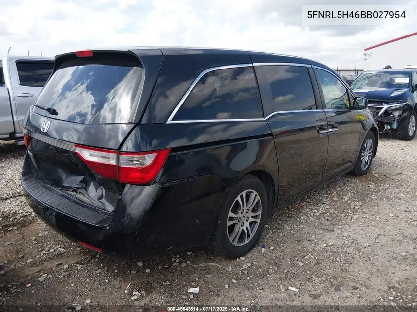 2011 Honda Odyssey Ex VIN: 5FNRL5H46BB027954 Lot: 45643614