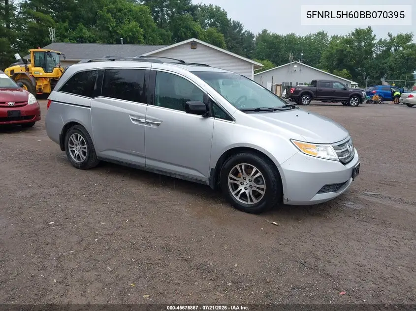 2011 Honda Odyssey Ex-L VIN: 5FNRL5H60BB070395 Lot: 45676867