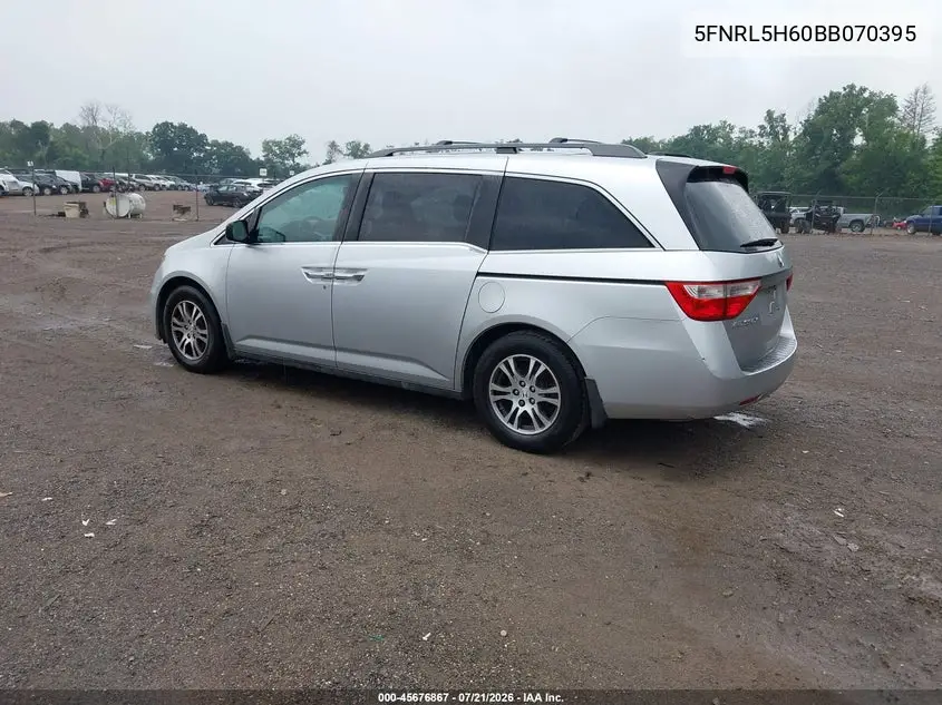 2011 Honda Odyssey Ex-L VIN: 5FNRL5H60BB070395 Lot: 45676867