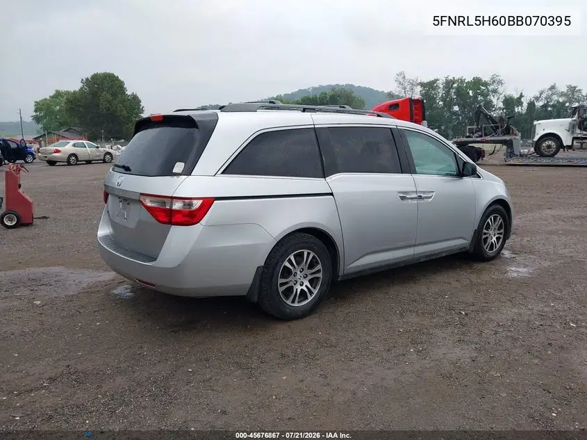 2011 Honda Odyssey Ex-L VIN: 5FNRL5H60BB070395 Lot: 45676867