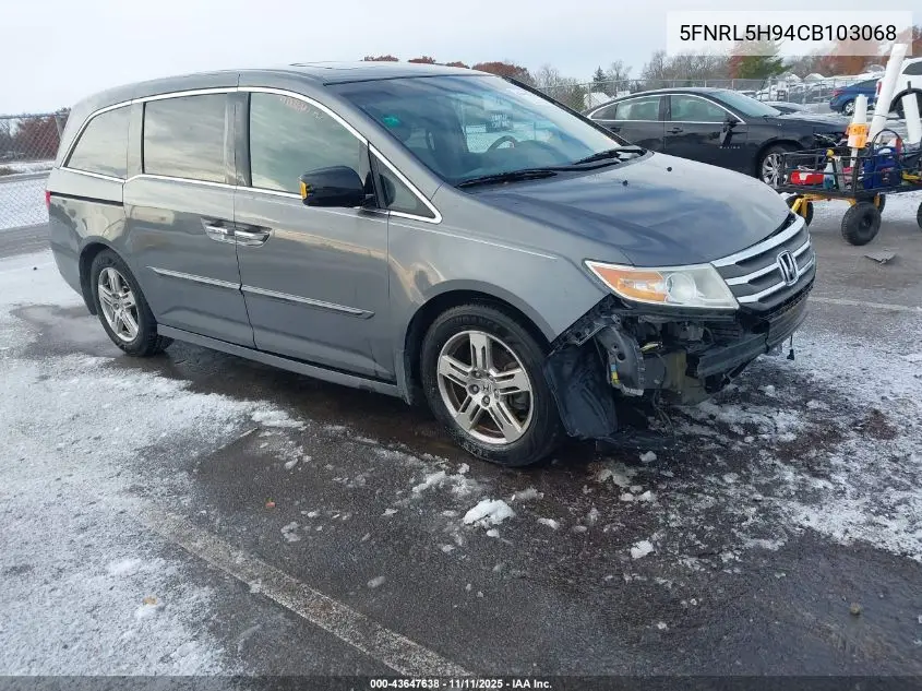 5FNRL5H94CB103068 2012 Honda Odyssey Touring/Touring Elite