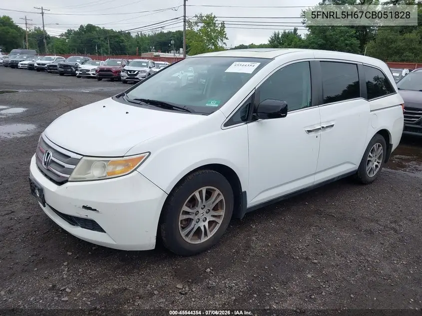 2012 Honda Odyssey Ex-L VIN: 5FNRL5H67CB051828 Lot: 45544354
