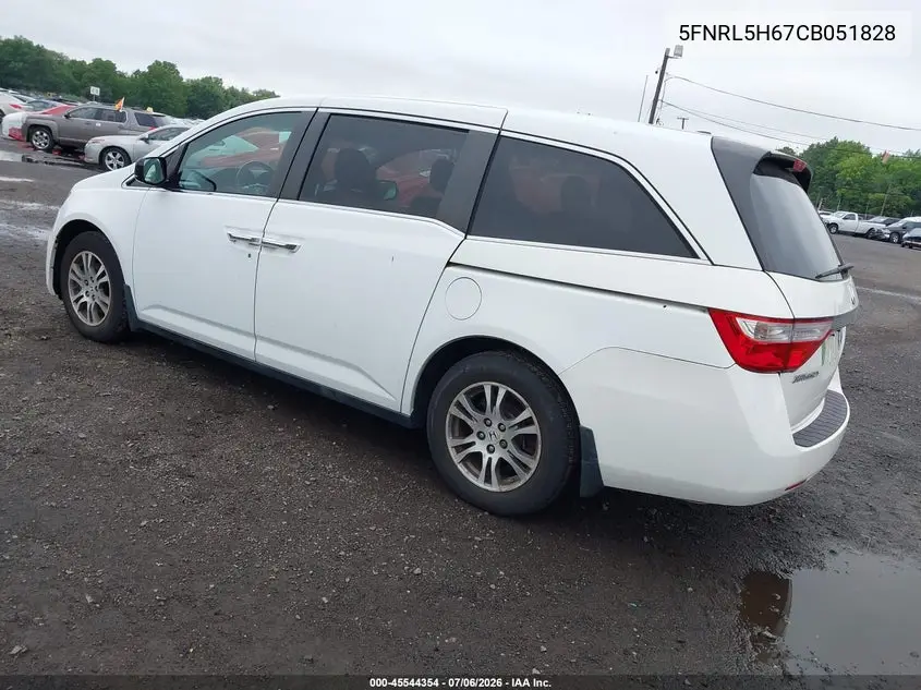 2012 Honda Odyssey Ex-L VIN: 5FNRL5H67CB051828 Lot: 45544354