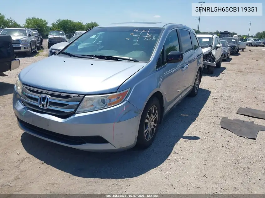 2012 Honda Odyssey Ex-L VIN: 5FNRL5H65CB119351 Lot: 45575475