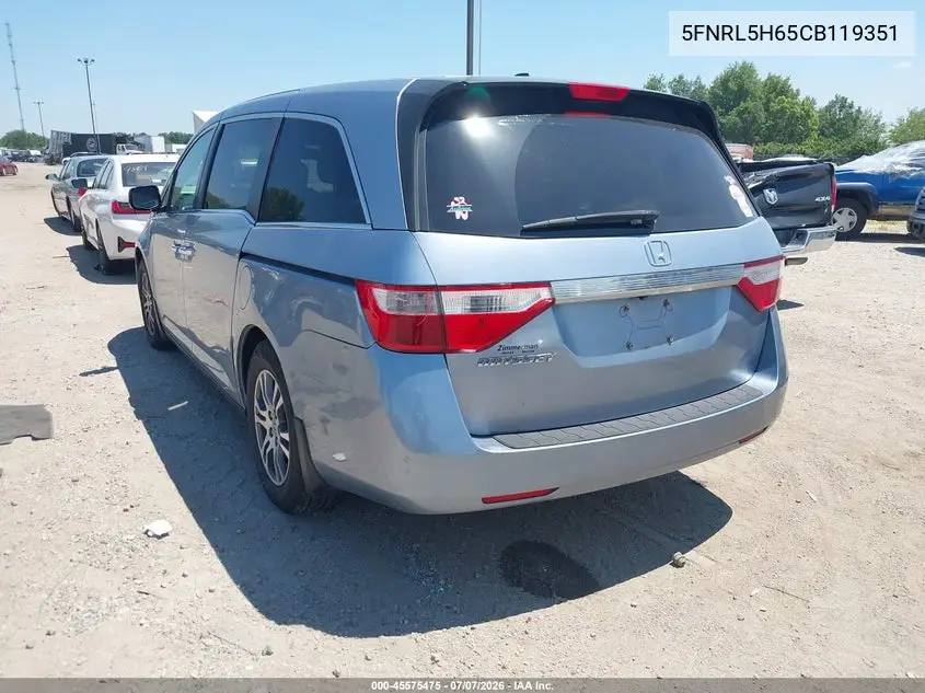 2012 Honda Odyssey Ex-L VIN: 5FNRL5H65CB119351 Lot: 45575475