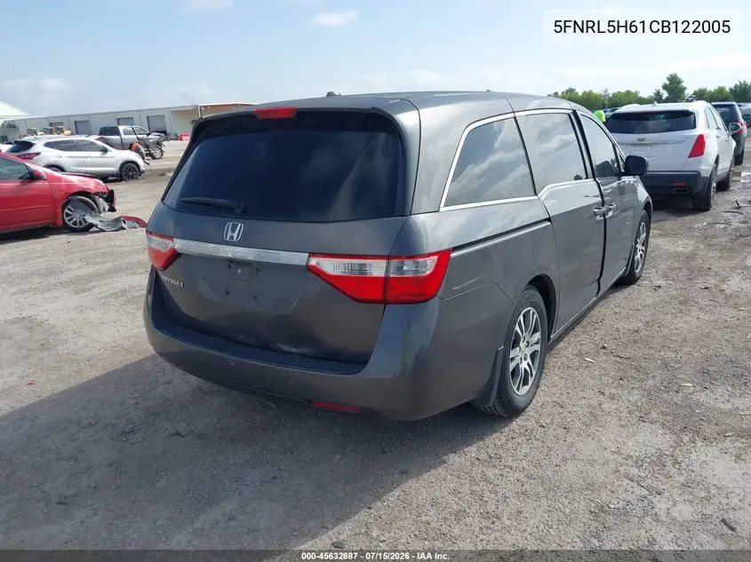 2012 Honda Odyssey Ex-L VIN: 5FNRL5H61CB122005 Lot: 45632687